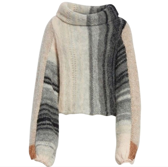 Free People Alpaca Blend Cloud Kicker Cropped Cowl Neck Sweater Size M/L - Picture 15 of 15